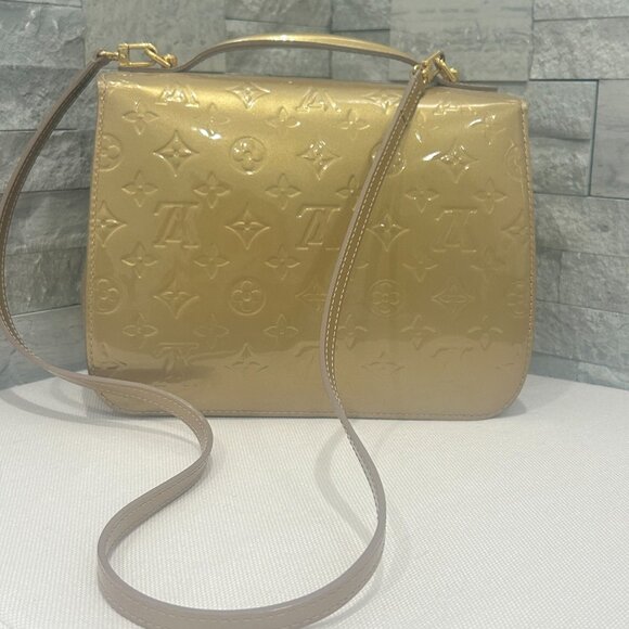 RARE LOUIS VUITTON Vernis Mirada 2Way Bag Gold - Picture 5 of 13